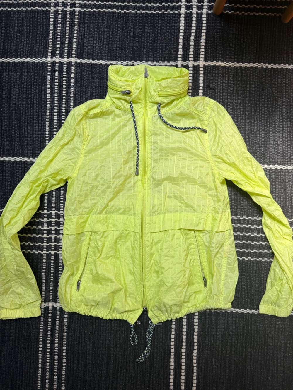 Free People Neon Yellow Lightweight Packable Windbreaker Jacket